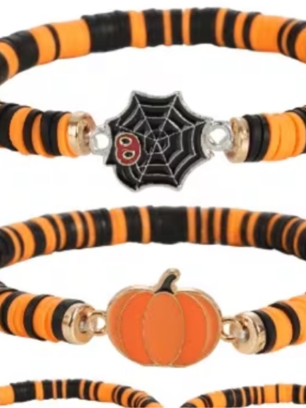 Halloween Women Kids Spider Web Bracelet- Orange & Black NEW NWT - Picture 6 of 8